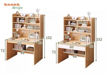 Bộ bàn học trẻ em kèm giá sách đẹp, an toàn cho phòng bé-BHC 006