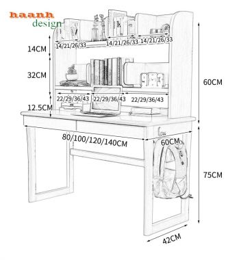 Bàn học tập trẻ em gỗ tự nhiên sáng tạo và độc đáo BHT 001