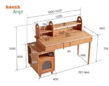 Gợi ý những mẫu bàn học trẻ em bằng gỗ tự nhiên thời thượng-BHT 005