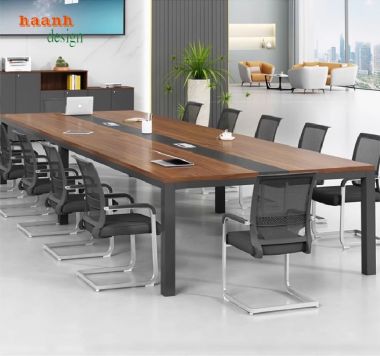 Mẫu bàn họp chân sắt mặt gỗ đẹp, sang trọng cho doanh nghiệp-BHS 012