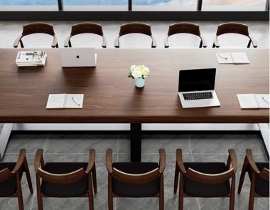 Mẫu bàn họp văn phòng chân sắt mặt gỗ đẹp sang trọng-BHS 014