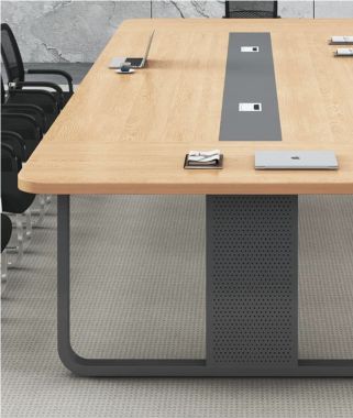 Bàn họp chân sắt mặt gỗ dài có dải kỹ thuật - BHS 017