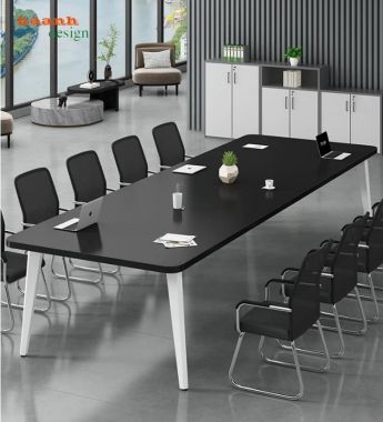 Bàn họp chân sắt mặt gỗ bo góc hiện đại - BHS 018