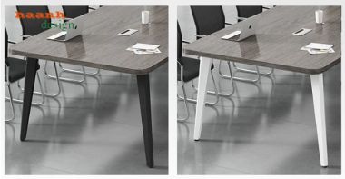 Bàn họp chân sắt mặt gỗ bo góc hiện đại - BHS 018
