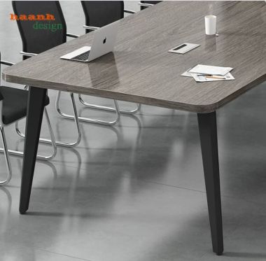 Bàn họp chân sắt mặt gỗ bo góc hiện đại - BHS 018