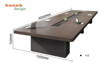 Bàn họp gỗ công nghiệp 4m có hộp kết nối - PHH 017