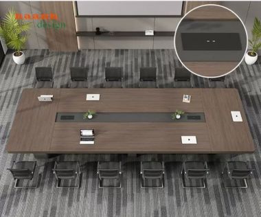 Bàn họp gỗ công nghiệp 4m có hộp kết nối - PHH 017