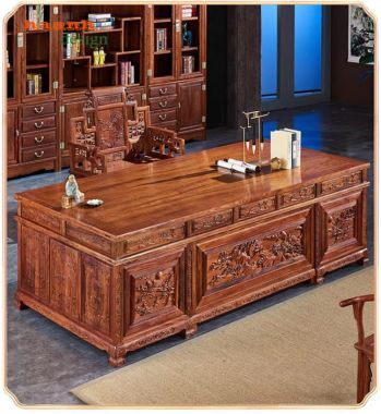 Bàn Làm Việc Gỗ Hương Giám Đốc Phong Cách Trung Hoa-BGG 003