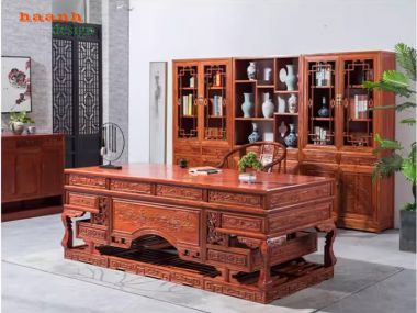 Bàn lãnh đạo gỗ giả cổ gõ đỏ tự nhiên thiết kế cổ điển-BGG 004