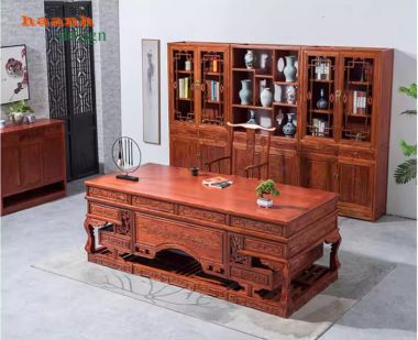 Bàn lãnh đạo gỗ giả cổ gõ đỏ tự nhiên thiết kế cổ điển-BGG 004