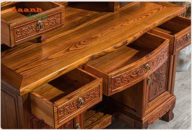 Bàn trang điểm giả cổ chạm khắc nhiều ngăn - BTD 007