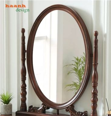 Bàn trang điểm giả cổ gương bầu dục 5 ngăn kéo - BTD 008