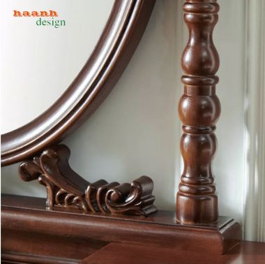 Bàn trang điểm giả cổ gương bầu dục 5 ngăn kéo - BTD 008