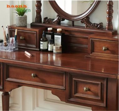 Bàn trang điểm giả cổ gương bầu dục 5 ngăn kéo - BTD 008