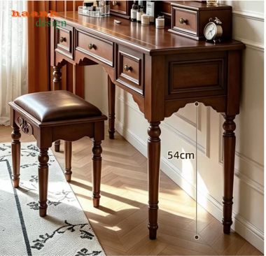 Bàn trang điểm giả cổ gương bầu dục 5 ngăn kéo - BTD 008