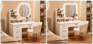 Bàn Trang Điểm Gỗ Công Nghiệp Đẹp – Giải Pháp Nội Thất-BTH 009