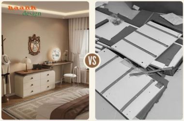 Bàn trang điểm kết hợp tủ ngăn kéo gỗ công nghiệp - BTH 020
