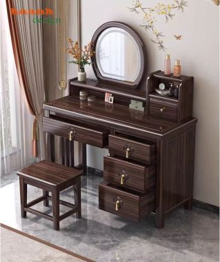 Bàn phấn gỗ tự nhiên đẹp bằng gỗ sồi Nga cao cấp cho phòng ngủ-BTH 009