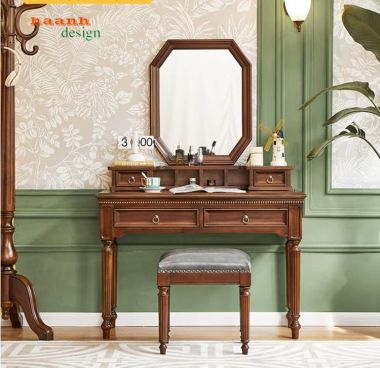 Bàn gỗ trang điểm cao cấp phong cách cổ điển Mỹ sang trọng-BTA 017