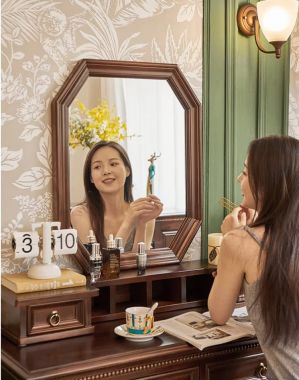 Bàn gỗ trang điểm cao cấp phong cách cổ điển Mỹ sang trọng-BTA 017