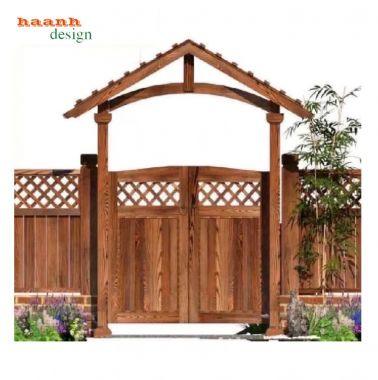 Cổng Gỗ Teak Sân Vườn Hiện Đại Bền Đẹp Ngoài Trời-CVM 010