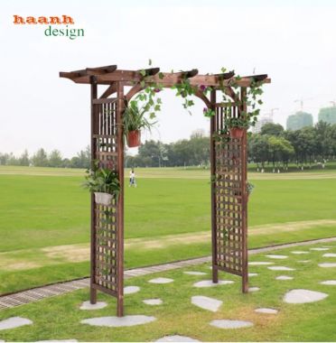 Cổng gỗ ngoài trời hiện đại cho biệt thự và resort-CVM 009