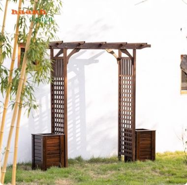 Cổng gỗ ngoài trời hiện đại cho biệt thự và resort-CVM 009