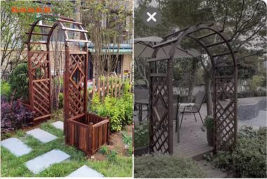 Cổng gỗ ngoài trời hiện đại cho biệt thự và resort-CVM 009