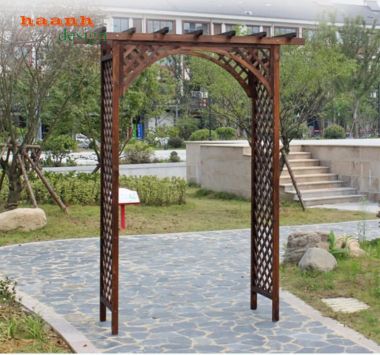 Cổng gỗ ngoài trời hiện đại cho biệt thự và resort-CVM 009