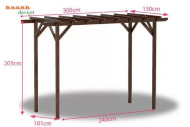 Dàn gỗ trang trí sân vườn khung mở nhiều kích thước - DGT 006