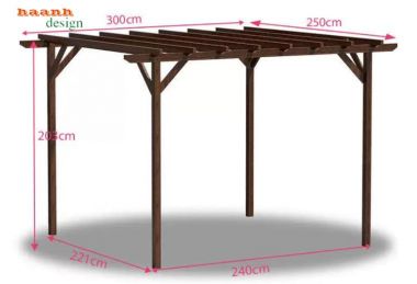 Dàn gỗ trang trí sân vườn khung mở nhiều kích thước - DGT 006