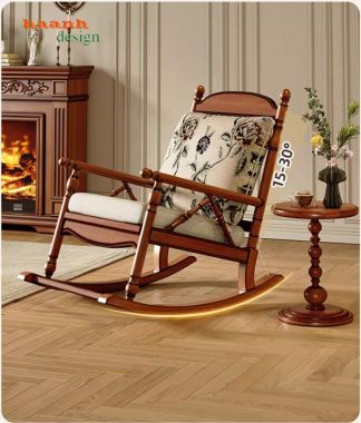 Ghế gỗ bập bênh thư giãn – Xu hướng nội thất tân cổ điển-GBB 024
