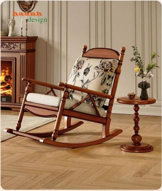 Ghế gỗ bập bênh thư giãn – Xu hướng nội thất tân cổ điển-GBB 024