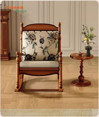 Ghế gỗ bập bênh thư giãn – Xu hướng nội thất tân cổ điển-GBB 024
