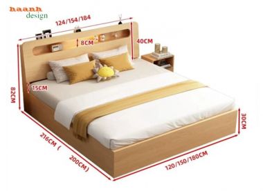 Giường trẻ em gỗ công nghiệp đầu giường hộc mở - GDC 007