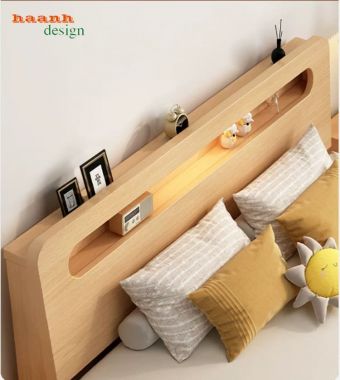 Giường trẻ em gỗ công nghiệp đầu giường hộc mở - GDC 007