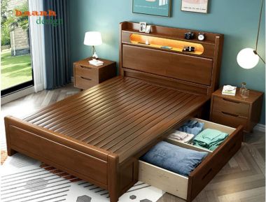 Giường đơn trẻ em gỗ tự nhiên thiết kế tiện dụng - GND 017