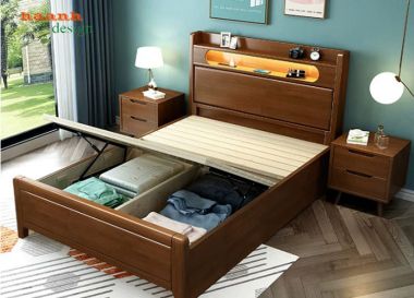 Giường đơn trẻ em gỗ tự nhiên thiết kế tiện dụng - GND 017