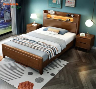 Giường đơn trẻ em gỗ tự nhiên thiết kế tiện dụng - GND 017