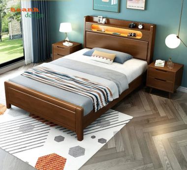 Giường đơn trẻ em gỗ tự nhiên thiết kế tiện dụng - GND 017