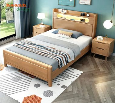 Giường đơn trẻ em gỗ tự nhiên thiết kế tiện dụng - GND 017