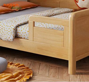 Giường đơn trẻ em gỗ tự nhiên thiết kế bo cong - GND 018