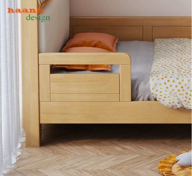 Giường đơn trẻ em gỗ tự nhiên thiết kế bo cong - GND 018