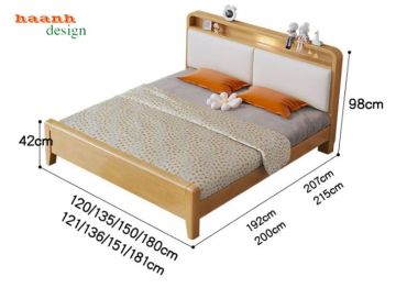 Giường đơn trẻ em gỗ tự nhiên thiết kế bo cong - GND 018