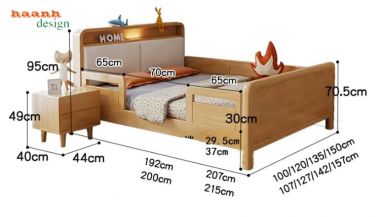 Giường đơn trẻ em gỗ tự nhiên thiết kế bo cong - GND 018
