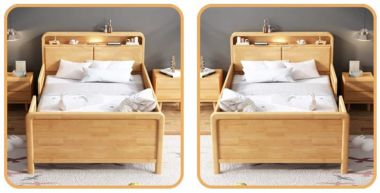 Giường đơn trẻ em gỗ tự nhiên thiết kế bo cong - GND 018