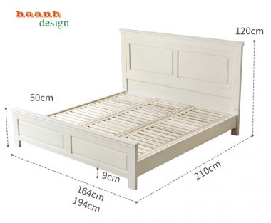 Giường ngủ gỗ công nghiệp sơn trắng chất lượng sang trọng GNH 002