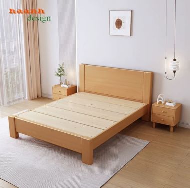 Giường ngủ gỗ công nghiệp sơn trắng chất lượng sang trọng GNH 002