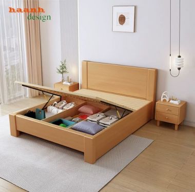 Giường ngủ gỗ công nghiệp sơn trắng chất lượng sang trọng GNH 002