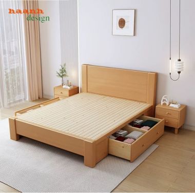 Giường ngủ gỗ công nghiệp sơn trắng chất lượng sang trọng GNH 002